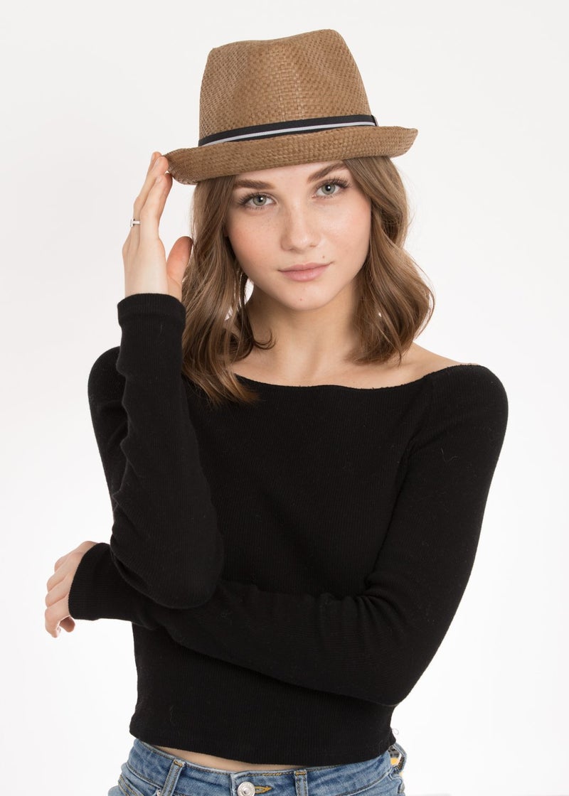Peter Grimm Depp Natural Straw Fedora - Brown (S/M) - Image 3